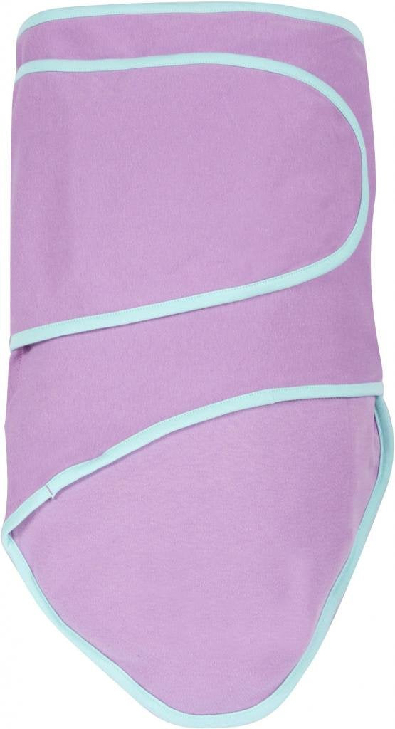 Miracle Blanket Swaddle Wrap for Newborn Infant Baby, Purple with Mint Trim