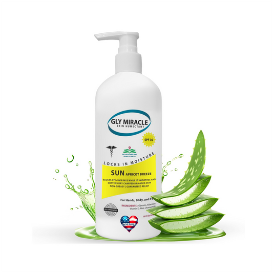 GLY MIRACLE SUN SPF30 Sunscreen Moisturizer: Hydrate and Protect Dry, Cracked Skin with Broad Spectrum UV Block - 16 oz Apricot Breeze