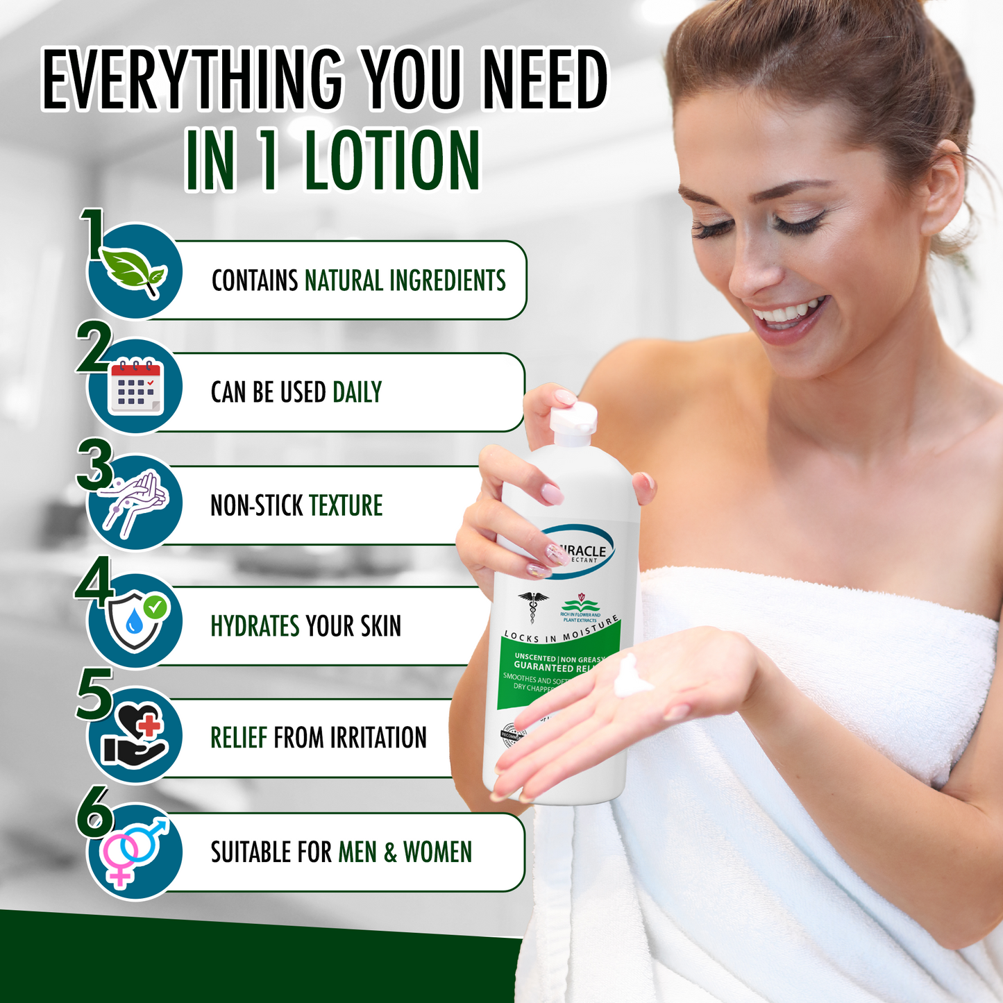 GLY MIRACLE Body Lotion for Extremely Dry Skin – 16 oz Pump Bottle | Fast-Absorbing, Non-Greasy Moisture for Hands, Body & Feet | Glycerin-Rich, Unscented Formula