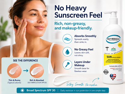 GLY MIRACLE SUN SPF 30 Sunscreen Body Lotion, 16 oz, Apricot Breeze