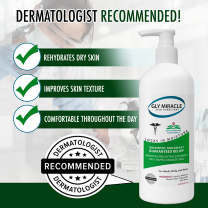 GLY MIRACLE Body Lotion for Extremely Dry Skin – 16 oz Pump Bottle | Fast-Absorbing, Non-Greasy Moisture for Hands, Body & Feet | Glycerin-Rich, Unscented Formula