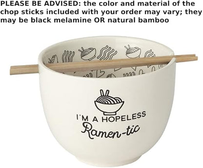 Enesco Our Name is Mud Hopeless Ramen-Tic Soup Bowl and Chopsticks Set, 5 Inches, White