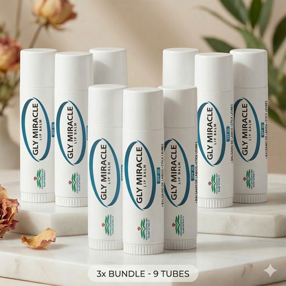 GLY MIRACLE Moisturizing Unflavored Lip Balm Bundle of Three (3) SPF 30 Natural Elixir of Aloe Vera, Bees Wax, Coconut Oil, Lanolin, Shea Butter to help repair, protect, nourish and soften lips