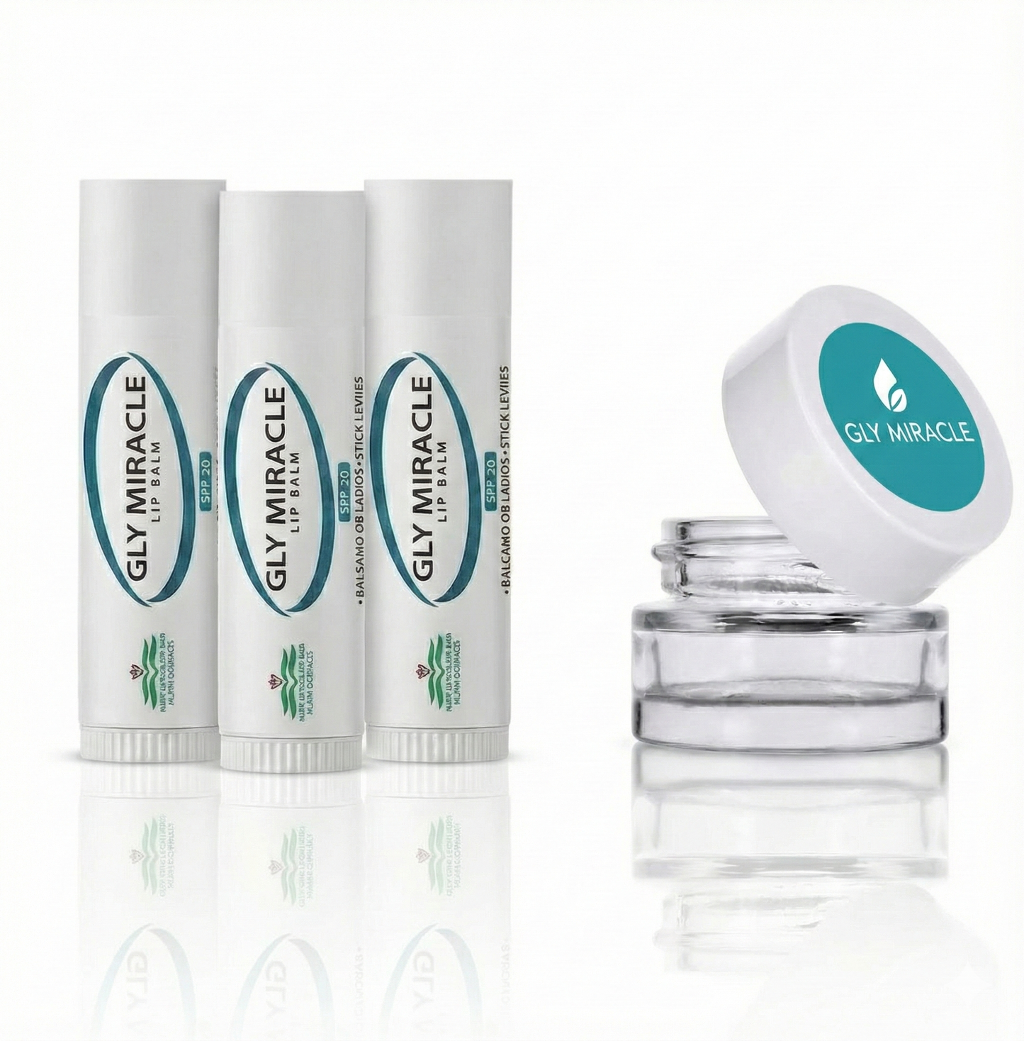 GLY MIRACLE Moisturizing Unflavored Lip Balm Bundle of Three (3) SPF 30 Natural Elixir of Aloe Vera, Bees Wax, Coconut Oil, Lanolin, Shea Butter to help repair, protect, nourish and soften lips