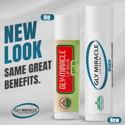 GLY MIRACLE Moisturizing Unflavored Lip Balm Bundle of Three (3) SPF 30 Natural Elixir of Aloe Vera, Bees Wax, Coconut Oil, Lanolin, Shea Butter to help repair, protect, nourish and soften lips