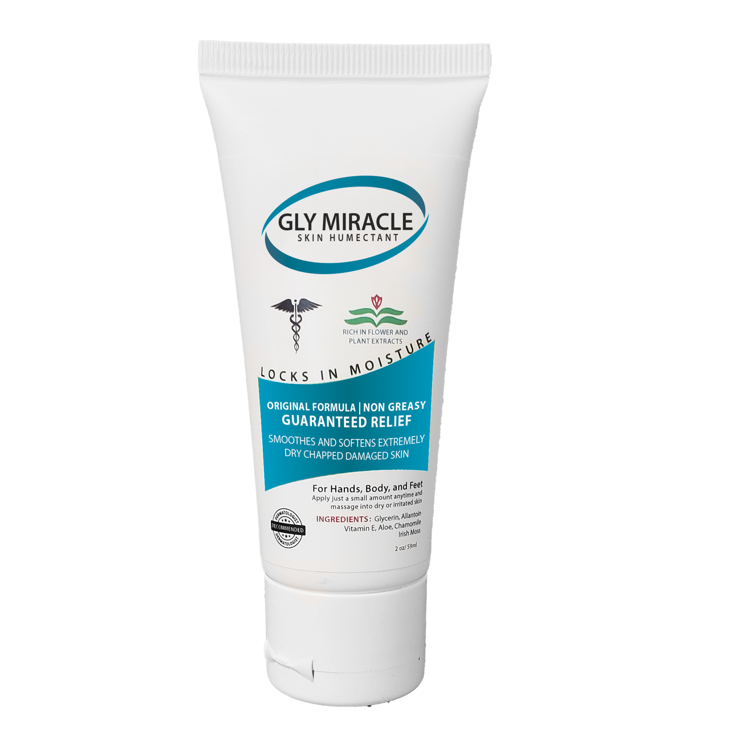 GLY MIRACLE Dry Skin Lotion – 2 oz tube | Light Fresh Scent | Deep, Non-Greasy Hydration for Dry, Cracked Hands, Cuticles & Feet