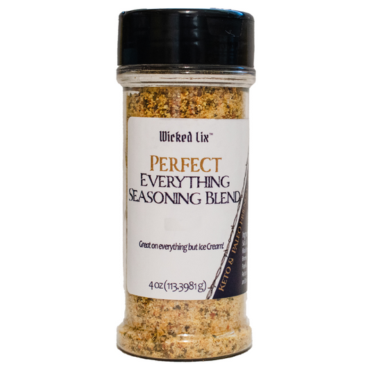 Perfect Everything Seasoning Blend Keto and Paleo approved Gluten Free All Purpose No Carb Gourmet Mixture of Garlic, Pepper, Celery, Turmeric, Onion, for Eggs, Meats, Vegies, Everything but Ice Cream Spice Shaker Bottle 4 Ounce