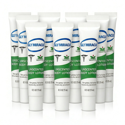 GLY MIRACLE Fragrance-Free Skin Lotion – 3-Pack Travel Tubes (0.5 oz Each) | Deep, Non-Greasy Hydration for Dry, Cracked, Irritated Skin