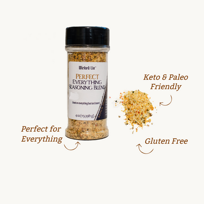 Perfect Everything Seasoning Blend Keto and Paleo approved Gluten Free All Purpose No Carb Gourmet Mixture of Garlic, Pepper, Celery, Turmeric, Onion, for Eggs, Meats, Vegies, Everything but Ice Cream Spice Shaker Bottle 4 Ounce