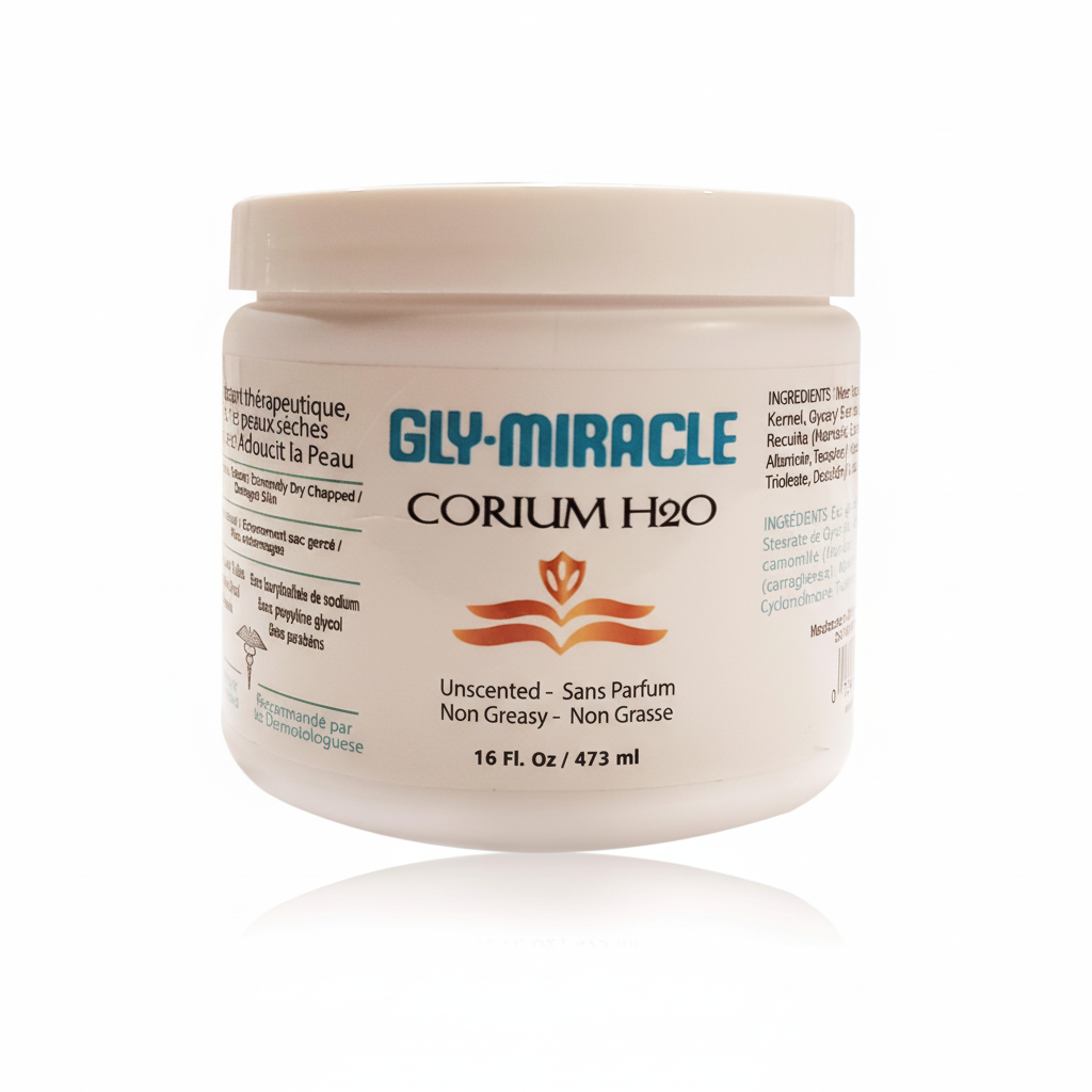 Gly Miracle Clean Corium H2O Deep Moisture Lotion 16 oz Jar Long-Lasting Hydration for Dry, Cracked Skin Non-Greasy, Fragrance-Free with Pure Glycerin Safe for Sensitive Skin No Parabens/Sulfates