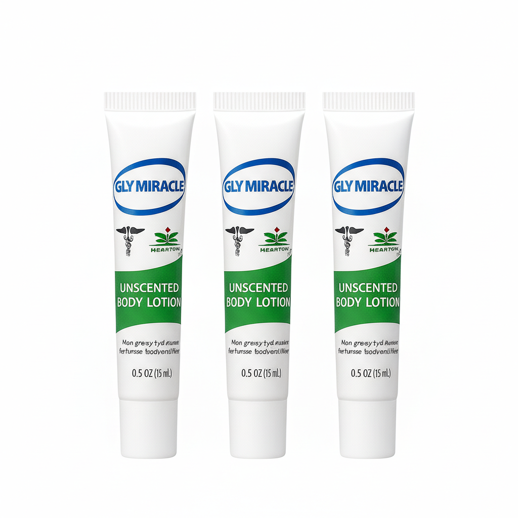 GLY MIRACLE Fragrance-Free Skin Lotion – 3-Pack Travel Tubes (0.5 oz Each) | Deep, Non-Greasy Hydration for Dry, Cracked, Irritated Skin