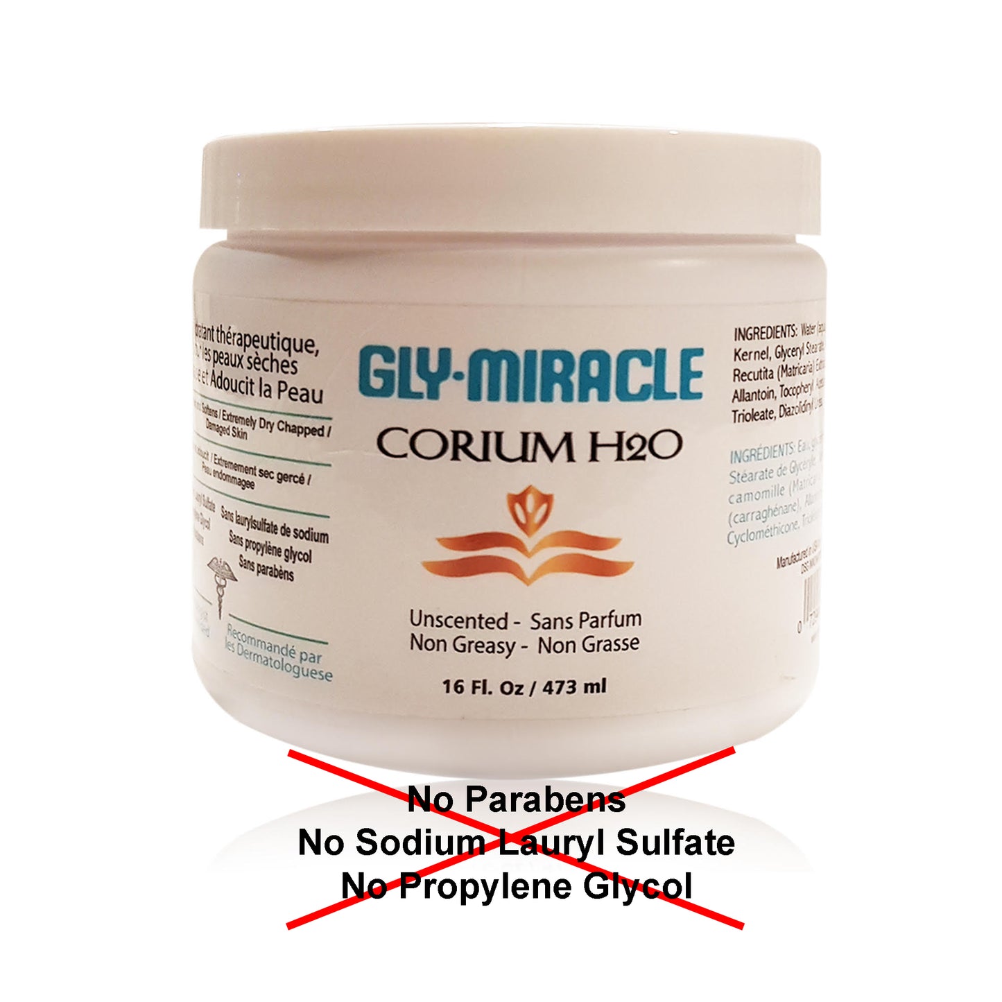 Gly Miracle Clean Corium H2O Deep Moisture Lotion 16 oz Jar Long-Lasting Hydration for Dry, Cracked Skin Non-Greasy, Fragrance-Free with Pure Glycerin Safe for Sensitive Skin No Parabens/Sulfates