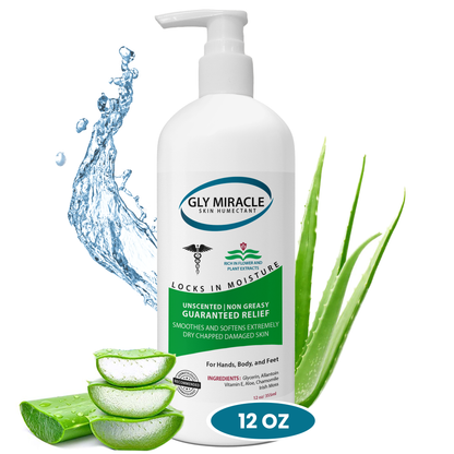 GLY MIRACLE Body Lotion for Extremely Dry Skin – 12 oz Pump Bottle | Fast-Absorbing, Non-Greasy Moisture for Hands, Body & Feet | Glycerin-Rich, Fragrance-Free Formula