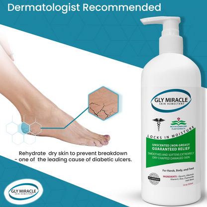 GLY MIRACLE Body Lotion for Extremely Dry Skin – 12 oz Pump Bottle | Fast-Absorbing, Non-Greasy Moisture for Hands, Body & Feet | Glycerin-Rich, Fragrance-Free Formula