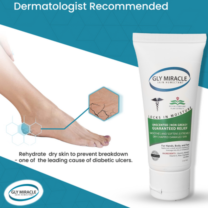 GLY MIRACLE Unscented Dry Skin Lotion – 2 oz Tube | Deep, Non-Greasy Hydration for Dry, Cracked Hands, Cuticles & Feet