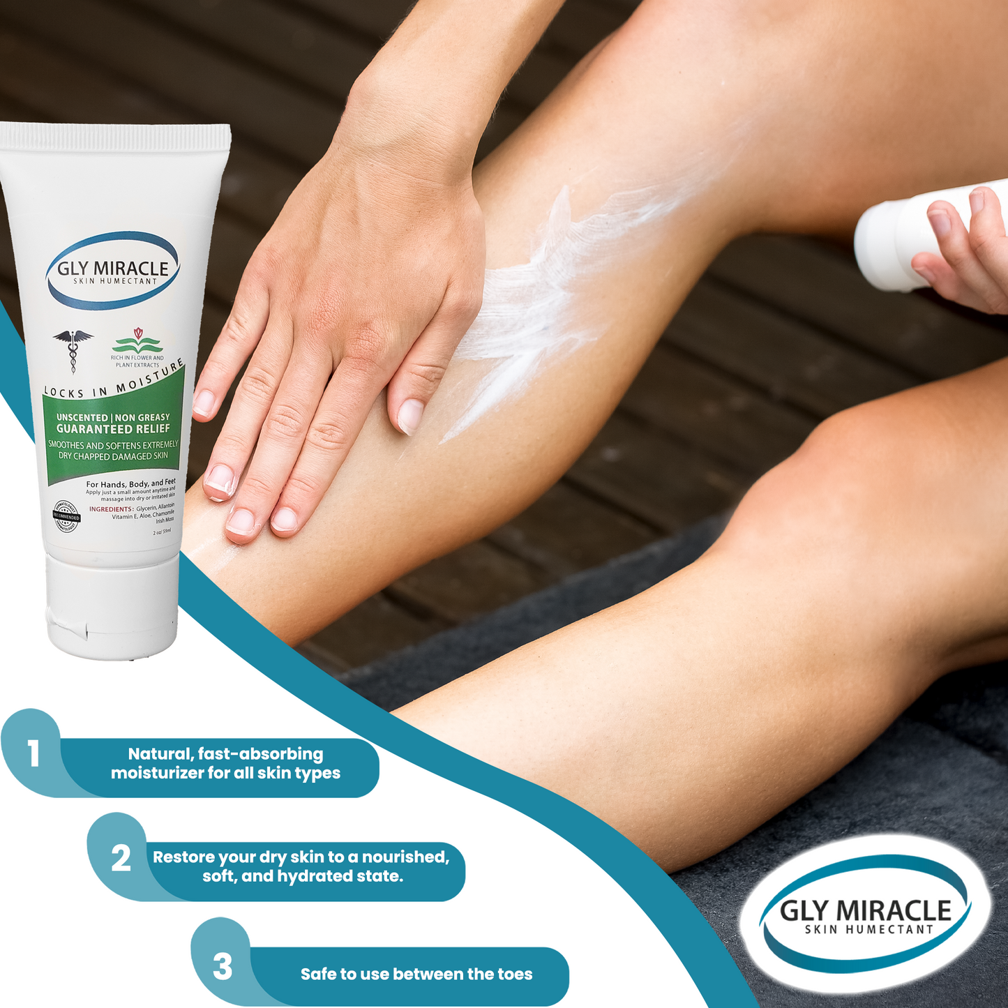 GLY MIRACLE Unscented Dry Skin Lotion – 2 oz Tube | Deep, Non-Greasy Hydration for Dry, Cracked Hands, Cuticles & Feet