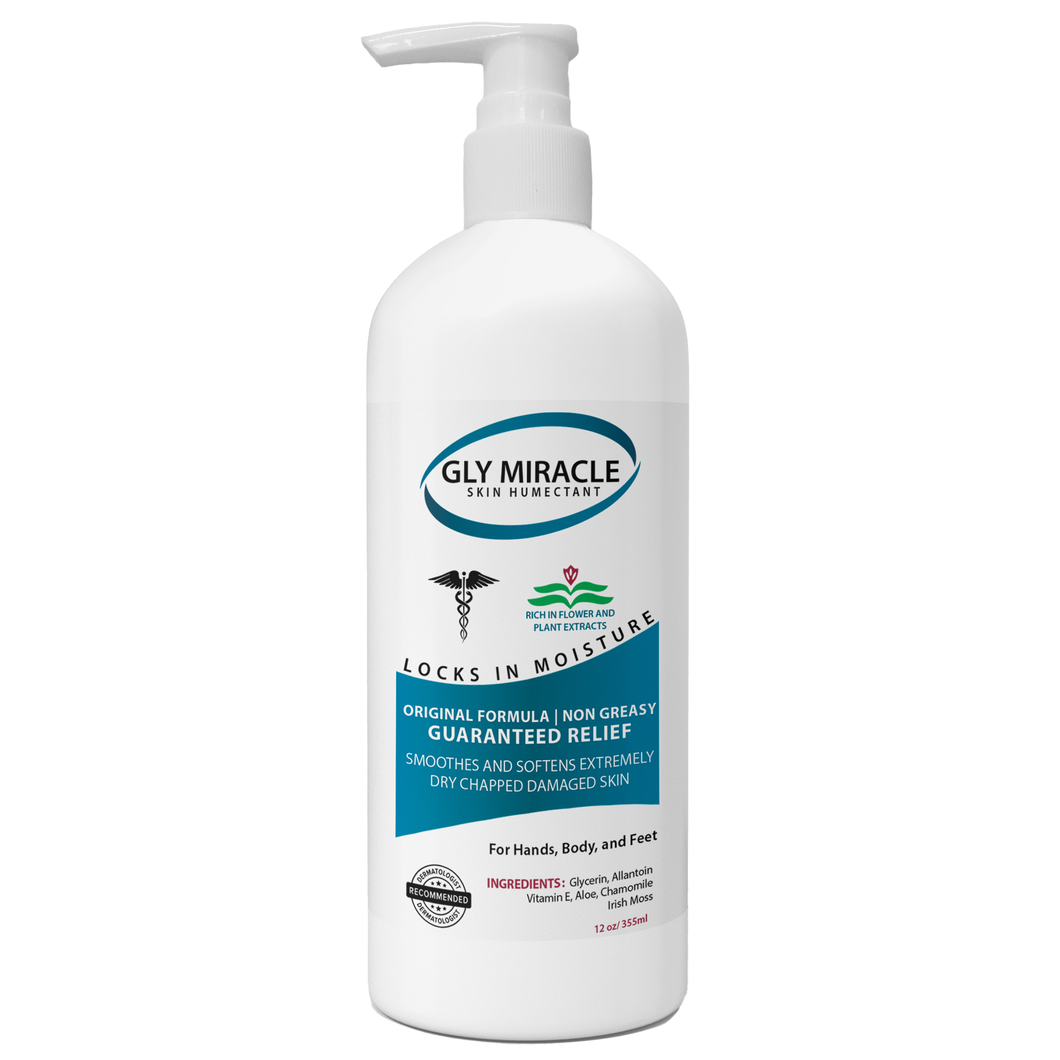 GLY MIRACLE Body Lotion for Extremely Dry Skin – 12 oz Pump Bottle | Fast-Absorbing, Non-Greasy Moisture for Hands, Body & Feet | Glycerin-Rich, Fresh Scent