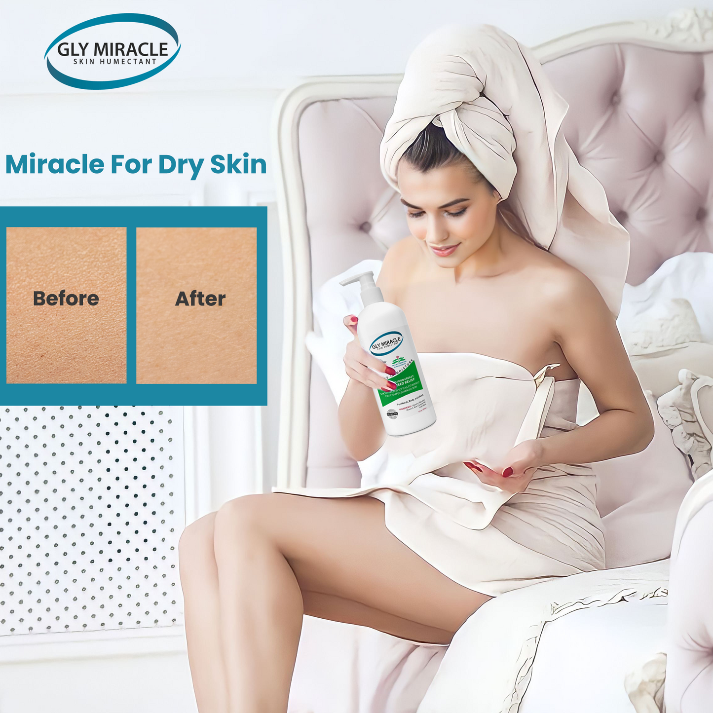 GLY MIRACLE Body Lotion for Extremely Dry Skin – 12 oz Pump Bottle | Fast-Absorbing, Non-Greasy Moisture for Hands, Body & Feet | Glycerin-Rich, Fragrance-Free Formula