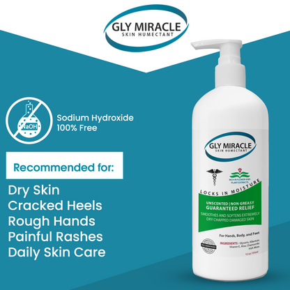 GLY MIRACLE Body Lotion for Extremely Dry Skin – 12 oz Pump Bottle | Fast-Absorbing, Non-Greasy Moisture for Hands, Body & Feet | Glycerin-Rich, Fragrance-Free Formula