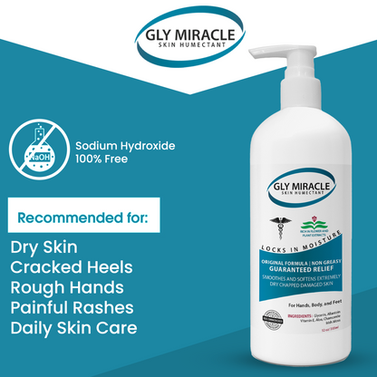 GLY MIRACLE Body Lotion for Extremely Dry Skin – 12 oz Pump Bottle | Fast-Absorbing, Non-Greasy Moisture for Hands, Body & Feet | Glycerin-Rich, Fresh Scent