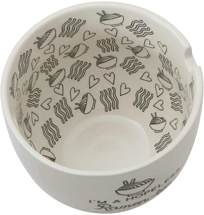 Enesco Our Name is Mud Hopeless Ramen-Tic Soup Bowl and Chopsticks Set, 5 Inches, White