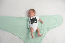 Miracle Blanket Swaddle Wrap for Newborn Infant Baby, Green with Beige Trim